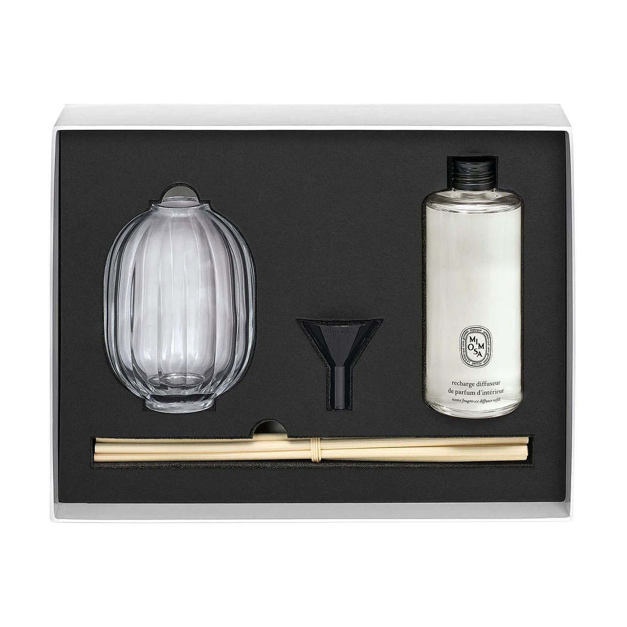 Аромадифузор Diptyque Mimosa (змінний блок, 200 мл + флакон, 1 шт + лійка, 1 шт + палички, 6 шт)